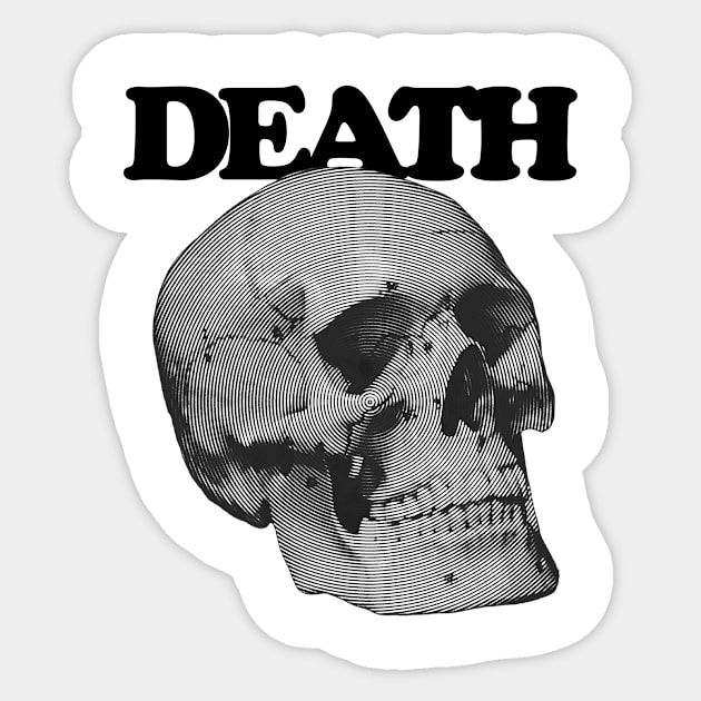 DEATH: Monochrome Skull Streetwear Sticker by clownandcrown